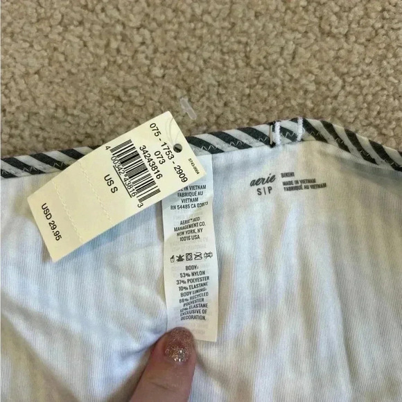 New with tags aerie seersucker gingham striped ruffle bikini bottom - Picture 5 of 6